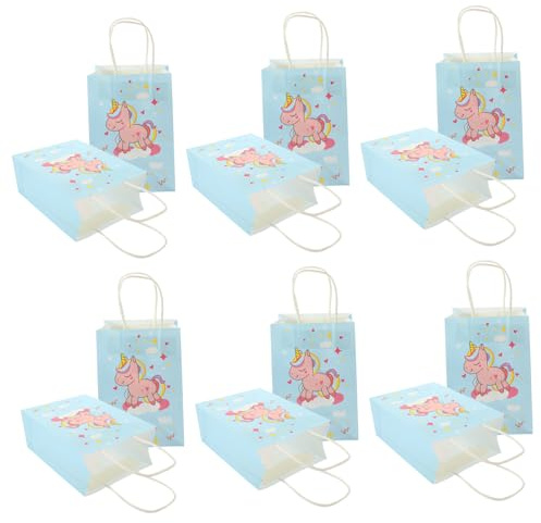 STOBAZA 12 Stück Teiliges Einhorn Geschenktüten mit Griffen Papier Partytüten für Kindergeburtstage Babypartys und Feiern Robuste Wiederverwendbare Geschenktaschen mit Charmantem Design