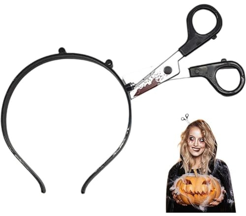 Fopytu Diadema De Simulación De Terror, Cuchillo, Hacha, Tijeras, Accesorios para Cabeza De Cosplay, Accesorios De Terror, Aro para Pelo para Fiesta De Disfraces, Halloween, Carnaval, Mascarada