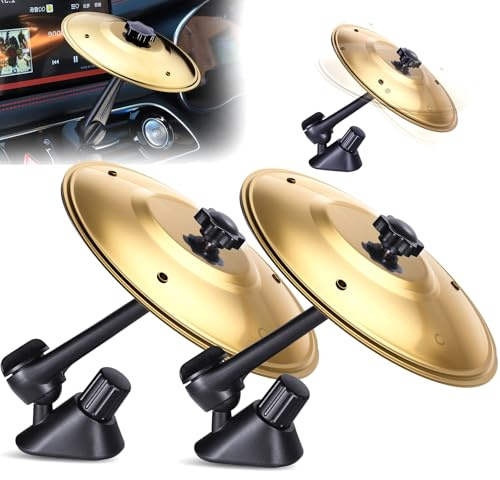 Facmogu 2 Pack Car Cymbal Air Vent, Cars Symbol Drum, Clip-On Mini Cymbals for Easy Installations, Make Your Driving More Fun, Fun Dashboard Accessory for All Type of Vehicles - Gold
