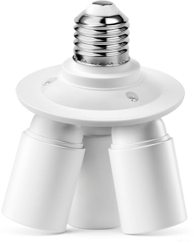 Portalámparas E27 3 en 1 Adaptador Divisor para Bombillas LED Casquillo Grande, Tres Luces Base, Distribuidor de 3 vías, Portamparas Multiple E27 Blanco para más Luz