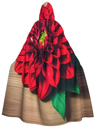 aabkjgfr Planche en bois rétro avec imprimé dahlia rouge pour Halloween, costume de sorcière vampire pour adulte, utilisé pour les fêtes, les mascarades, les fêtes costumées, les jeux de rôle