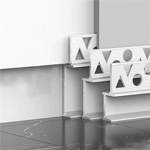 4 Pezzi Di Battiscopa Incassato Senza Scanalatura, 125 Cm Incorporato Invisibile Battiscopa In Lega Di Alluminio Per Pavimenti Battiscopa Incassato In Metallo(Matte White+B,30mm)