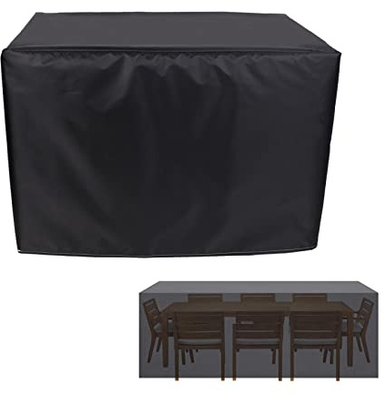 Strapazierfähige, wasserdichte Abdeckung für Terrassenmöbel für den Außenbereich, 315 x 180,3 x 73,7 cm (L x B x H), 420D Oxford-Tisch- und Stuhlhussen, strapazierfähiges Fell-Set, Schutz für Garten