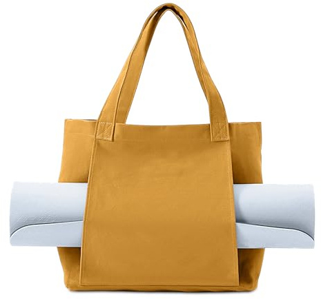 Jinfanshurich Yogatasche Damen Groß, wasserdichte Yoga Tasche mit Nassfach, Klettverschluss & Schnellzugriff für Yogamatte, Sport Tote Bag für Fitness & Studio (Khaki)