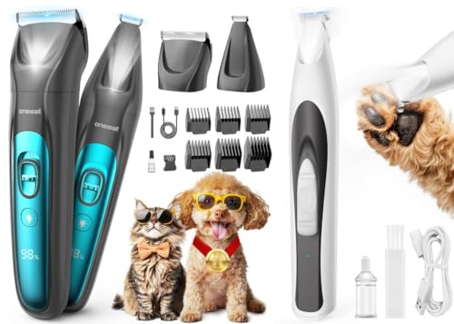 oneisall Pfotentrimmer für Hunde mit LED-Licht, Leise Hundepfoten Trimmer Paw Trim Pro dr Pfoten, Wiederaufladbar Schermaschine Hund Hundeschermaschine für Pfoten, Augen, Ohren, Gesicht