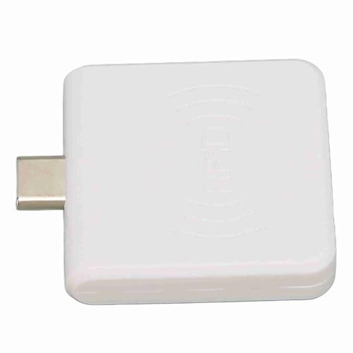 Akozon Lector de Tarjetas Cuadrado Portátil de 125 Khz Lector de Tarjetas de Teléfono Móvil de Identificación Cuadrado de Interfaz Tipo C para Pago Móvil y Control de Acceso, de de Crédito (White)