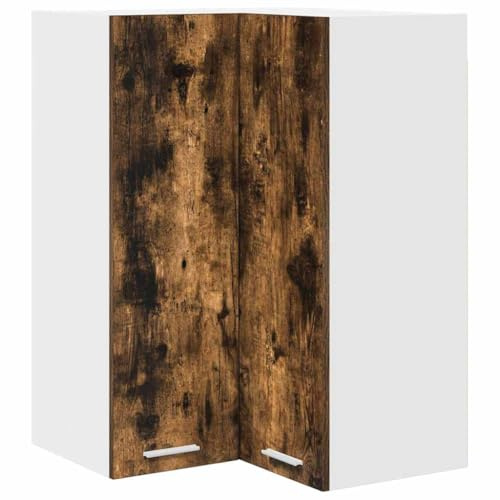 Tomostar Meuble d'angle Haut de Cuisine, Armoire Suspendue Chêne fumé et Blanc 57x57x80 cm