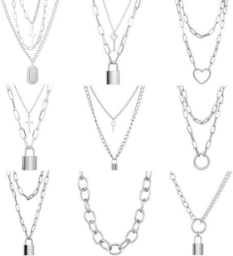 NBYGSC 925 Sterling Silver Cute Chain Link Lock Necklace Pendant Women Goth Jewelry Party Punk Long Necklace Gift, Lock Necklace For Women, Padlock Necklace - Lock Necklace Men