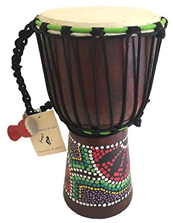 Djembe Drum – African Bongo Congo Style Drum – 12 High Solid Mahogany Wood with Goat Skin Head – Includes Free Djembe Keychain Gift – Professional Quality, Authentic JIVE Brand