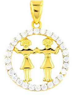 Goldanhänger Zwilling Sternzeichen 585 Gold Gelbgold in 14 Karat mit Zirkonia Schmuck 2831