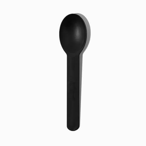 25-Count Heavy Duty Plastic Ice Cream Spoons Black Color | Dishwasher Safe & Reusable for Ice Cream, Yogurt | Frozen Dessert Supplies