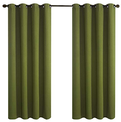 Rose Home Fashion Verdunkelungsvorhang mit Ösen, 2 Stücke Vorhang Blickdicht 175 x 140 cm (H x B), Vorhänge Blickdicht, Blickdichter Vorhang, Vorhang Verdunkelung für Schlafzimmer Wohnzimmer, Grün