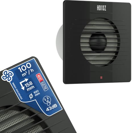 Horoz Electric Badlüfter 100 mm Leise Anthrazit mit Filter 12W CLASSIC