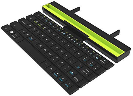 ECOSWAY Tastiera Bluetooth pieghevole senza fili arrotolabile con supporto universale per PC, tablet, smartphone Nero