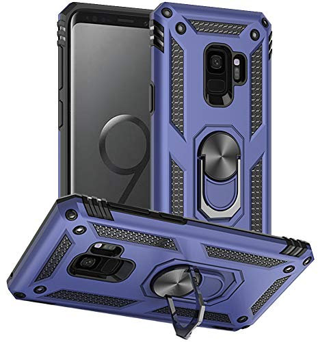 Yiakeng Hülle für Samsung Galaxy S9, Samsung S9 Hülle, Stoßfest Schutzhülle Mit Ring Standfunktion Case Cover für Samsung Galaxy S9 (Blau)