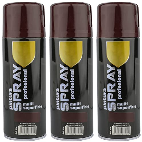 H HANSEL HOME Pintura Spray Marron Tabaco 400 Ml - Pack de 3 Unidades