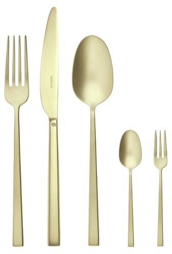 Sambonet Servizio 60 Pz Monoblocco Rock Antique Pvd Champagne