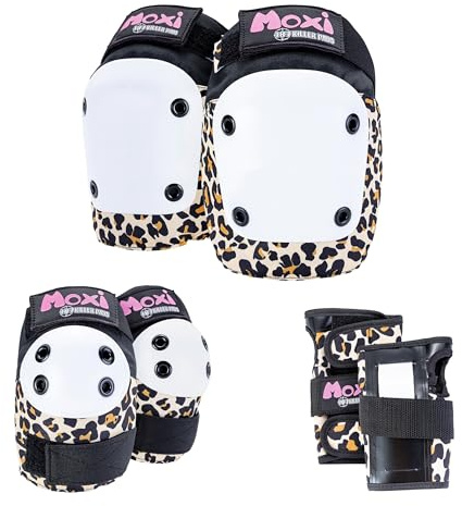 Six Pack Combo Pad Protection Kit including Knee Pads, Elbow Pads and Wrist Guards from 187 Killer Pads and Moxi Skates - Child to Adult Sizes (Leopard, XL Thick)