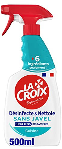La Croix - Spray Désinfectant et Nettoyant Cuisine - Efficacité Sans javel et avec 6 ingrédients - Enlève saleté et graisse - Flacon Spray 500 ml