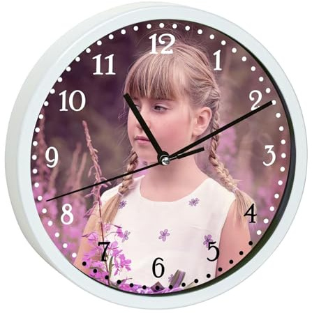 CreaDesign, Wanduhr für Kinderzimmer individuell, Kinderuhr weiß mit Quarz Uhrwerk, personalisiert mit Name, Durchmesser 19,5 cm