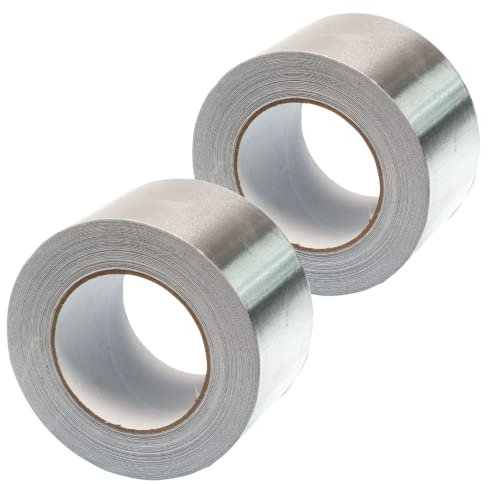 GOCABLETIES - Nastro adesivo ampio in alluminio - 75 mm x 50 m - Resistente ad acqua e calore - Per sigillare, riparare ed isolare - 2 Rotoli