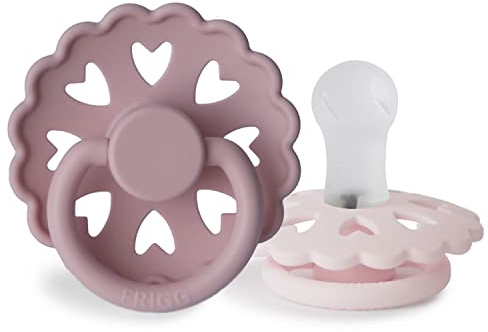 FRIGG Fairytale Schnuller 2 Packung | Silikon Schnuller | BPA-Frei | Hergestellt in Dänemark | Symmetrischer Sauger in Kirschform| (Twilight Mauve/White Lilac, Größe 1 (0-6 Monate))