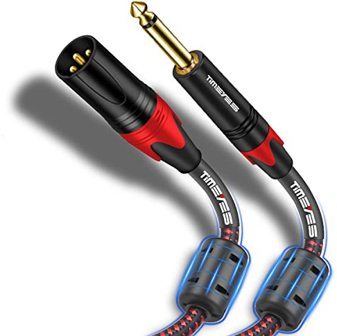 TIMEYES 15M 1/4 Inch TS to Male XLR Unbalanced Cable, 50FT Male 6.35mm TS Plug to XLR 3-Pin Male Audio Cable, Microphone Cable XLR to Quarter Inch 6.5mm Patch Cable Cord Jack 1/4 to XLR