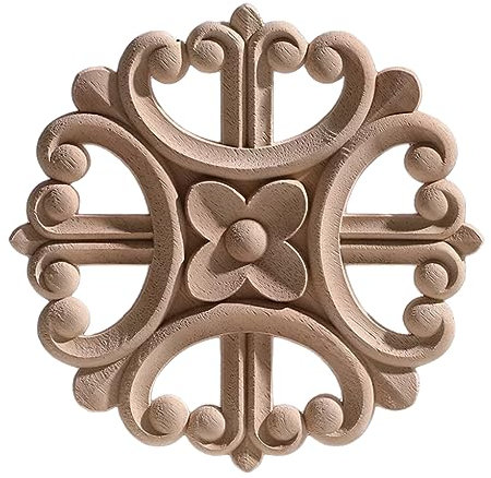Wandornamente Holz Applique Vintage Holzapplikationen Onlay Holzhandwerk Blumen Runde Holzaccessoires Dekoration Aufkleber Eckfenster F32-15