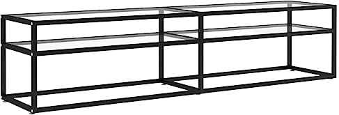 vidaXL TV Schrank Lowboard TV Möbel Tisch Board Sideboard Fernsehtisch Fernsehschrank HiFi-Schrank Transparent 180x40x40,5cm Hartglas