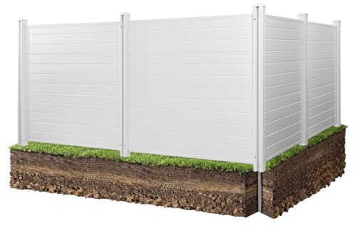 VEVOR Outdoor Privacy Screens, 50 W x 50 H Air Conditioner Fence, Pool Equipment Enclosure, Horizontal Vinyl Privacy Fence, Perfect to Enclose Trash Can and A/C Units (4-Panel)