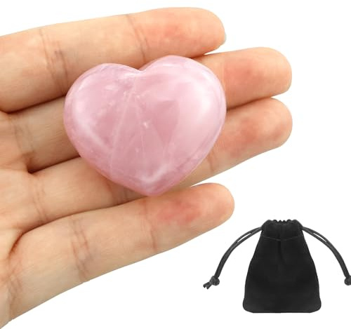 1 Stück, 40 mm Rosenquarz-Kristall in Herzform, großer Heilkristall, rosa Herz, Liebeskristallstein, Valentinstagsgeschenk, natürlicher Reiki-Edelstein, Palmenstein, lindert Angstzustände