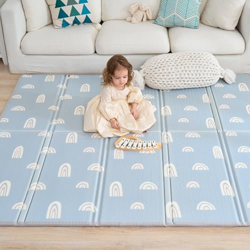 Alfombra de juego para niño Bebe 150 x 180 x 1 cm Alfombra de suelo XXL de espuma gruesa plegable reversible – Tapete de despertar para bebé – Tapete de motricidad que favorece el desarrollo
