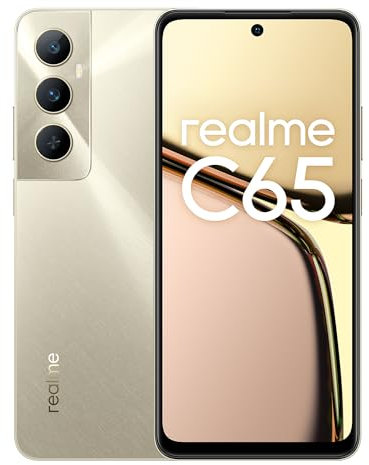 realme c65 Smartphone 6+128 GB, Fotocamera con AI da 50 MP, Display da 6,67 con Frequenza di aggiornamento 90 Hz, Ricarica rapida da 45W, Batteria massiva da 5.000mAh, NFC supportato, Starlight Gold