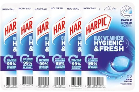 Harpic - Lot de 6x2 Blocs WC adhésif Hygienic & Fresh Brise Marine (12)