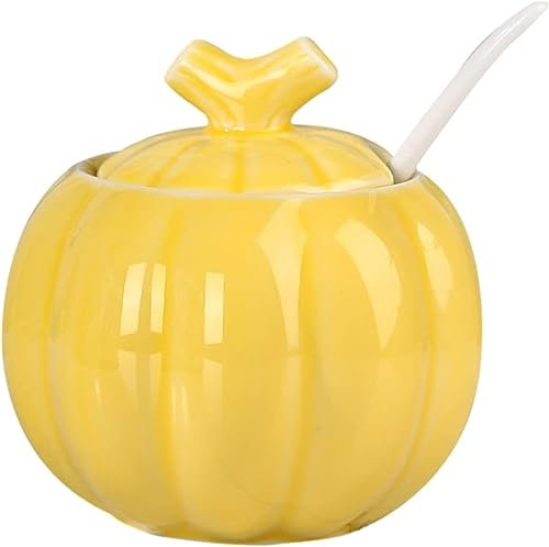 Azucarero, Azucarero De Cerámica De Calabaza De Color Sólido con Tapa, Azucarero Sólido con Cuchara, Tarro De Especias De Porcelana, Almacenamiento De Decoración De Cocina-Rojo-300ml/10.6oz (Color : B