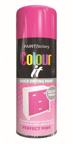 Inspired Essentials - All Purpose Aerosol Spray Paint 250ml Quick Drying Spray, Fast Dry and Excellent Coverage for Metal, Wood, Plastic and More (1, Perfect Pink)