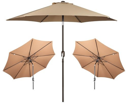 HESHEQ Windsicherung mit Kurbel Sonnenschirm Gartenschirm Balkon Garten Balkonschirm ohne Ständer UV-Schutz Aluminium Rund wasser- und schmutzabweisend (Size : Beige)
