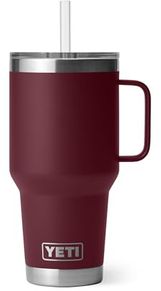 YETI Rambler Stainless Steel Vacuum Insulated Straw Cup, 33.8 fl oz, Wild Vine Red