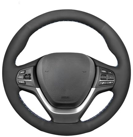 Copertura di Volante Per BMW X3 F25 2010 2011 2012-2017 X4 F26 2014 2015 2016-2018 Coprivolante per auto in morbida pelle scamosciata nera fai da te Volante Auto Copri(Red Blue Thread)