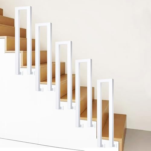 Ogimeka Treppengeländer Innen, U Förmig Geländer Treppe Weiß, Treppengeländer Außen, Metall Handlauf Treppe für Villen, Balkone, Flure, Wohnungen, Drinnen und Draußen (Weiß-Seitlich Montiert/90cm)