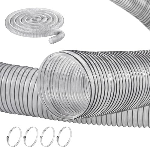 VEVOR Tuyau Flexible d'Aspiration de Collecte de Poussière, 10 cm x 15 m, PVC Épais, Transparent, avec Bobine de Fil, 4 Colliers de Serrage, Dépoussiérage pour Scie à Table, Raboteuse, Dégauchisseuse