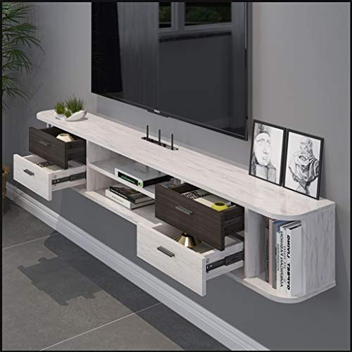 2 Tier Floating Shelf Wall Mount TV Stand for DVD Players Cable Boxes and TV Accessories Modern TV Shelf Board Rack for Audio/Video Console Media Console and Gaming Console Includes Mount fo