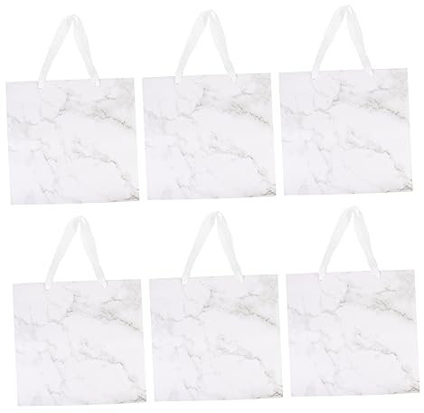 COLLBATH 6-teilige Blumenverpackungstüten Mit Marmormuster Dekorative Partygeschenktüten Für Geburtstagskuchentüten Robust Und Tragbar