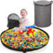 Duscdesp Sac de rangement pour jouets avec tapis de jeu et couvercle, boîte de rangement avec tapis de jeu, panier de rangement pour chambre d'enfant, cadeau pour enfant (gris)
