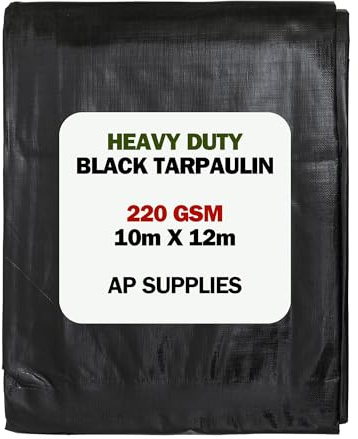 AP Supplies Black/Silver Tarpaulin 220gsm, 10m x 12m