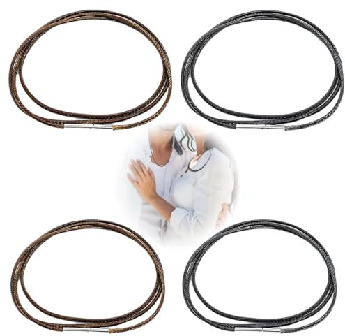 XOXVURI 4 Stück Lederkette Herren Damen Lederkette Für Paare Lederband Verkürzbar Schwarz Und Braun Unisex Halskette Für Anhänger Breite 2Mm Länge 45/50Cm