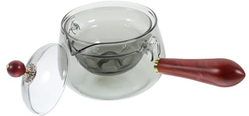 Cabilock Théière Chinoise Verre Rotative Poignée Bois Pour Thé Vrac Et Infusion Facile
