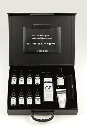 Replexion Hair Care Kit – 8 GF Hair Serums (240ml), GF Shampoo, Scalp Lotion, Jasmine Mist & Comb – Reduces Hair Loss, Promotes Growth, Repairs Damage, Nourishes Scalp, 6 Month Supply