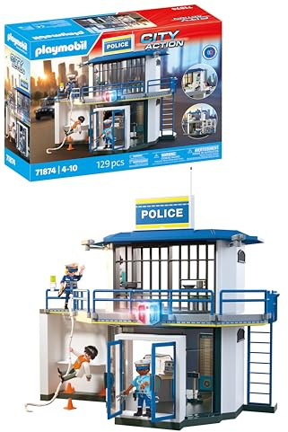 PLAYMOBIL | Action Heroes | Polizeiwache mit Fahndungsraum | Actionreiches Polizei-Spielzeug | Mit vielen spannenden Details | Fördert Kreativität | Für Kinder ab 4 Jahren | 71874