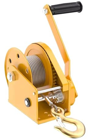 Portable Hand Winch for Lifting, Towing & Lowering | Heavy-Duty Steel 2-Way Ratchet System | Manual Crank Winch for Farm/Ranch, Construction, Dock, Boat Trailer, Garage(2600lbs Winch,20m/65.6ft Cable)